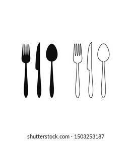 Spoon, fork and knife icon set vector