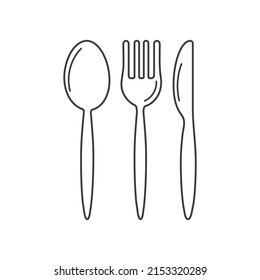 Löffel-, Gabel- und Messersymbol-Set. Besteck für das Restaurantgeschäft einzeln auf weißem Hintergrund. Vektorgrafik