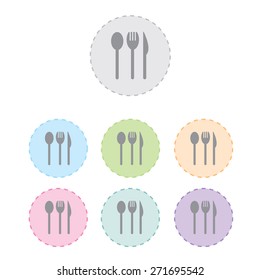 spoon, fork and knife icon set. vector illustration