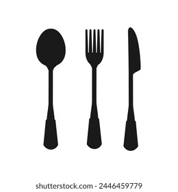 Spoon, fork and knife icon sign isolated on white background vector.