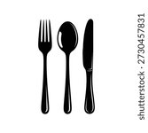 spoon, fork and knife icon silhouette vector illustration