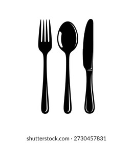 spoon, fork and knife icon silhouette vector illustration