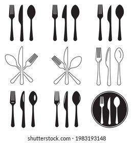 Spoon, fork and knife icon. symbol set symbol vector elements for infographic web.