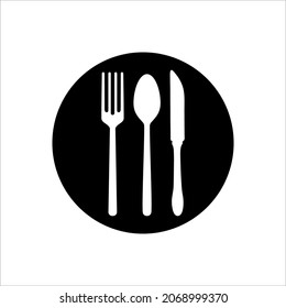 Spoon, Fork, and Knife Icon Symbol for Logo, Pictogram, Website, App or Graphic Design Element. Vector Illustration