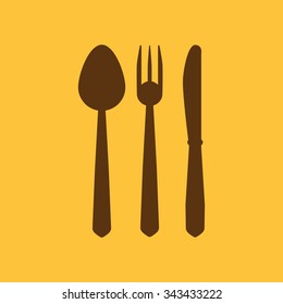 The spoon and fork and knife icon. Spoon and fork and knife  symbol. Flat Vector illustration. Set