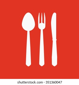 The spoon and fork and knife icon. Spoon and fork and knife  symbol. Flat Vector illustration. Set