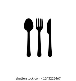 spoon, fork and knife icon vector on white background