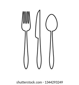 Spoon, fork and knife icon. Vector illustration