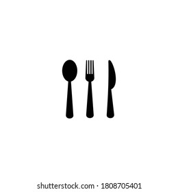 spoon, fork & knife icon vector symbol of restaurant isolated illustration white background