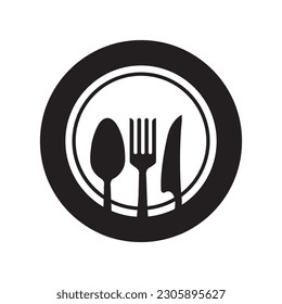 spoon, fork and knife icon vector simple design