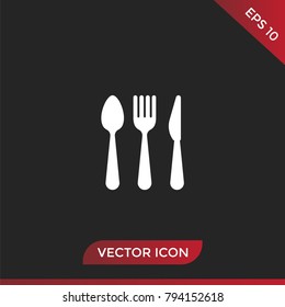Spoon, fork and knife icon vector