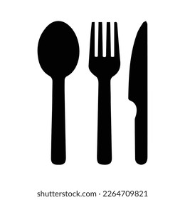 Spoon, fork and knife icon with white background