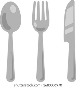 Spoon, fork and knife illustration set