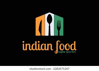 Cuchilla de horquilla con el diseño del logotipo de un restaurante con bandera india