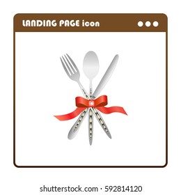 spoon, fork and knife, landing page icon