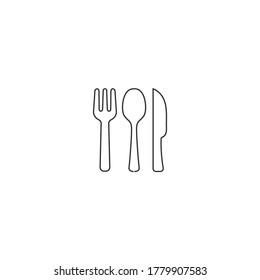 Spoon, fork, knife line icon. Flat vector symbol design. Can be used for web and mobile.