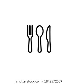 Spoon, Fork And Knife, Line Icon Vector. Restaurant Symbols Vector.