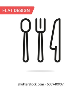 Spoon, fork and knife line icon. Vector