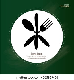 Spoon fork and knife on chalkboard. Vector illustration  