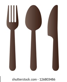 Spoon fork and knife on white background. Vector illustration