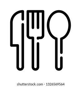 spoon fork knife, outline black style, bakery icon set