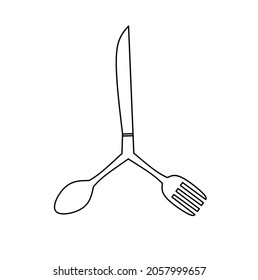 spoon, fork, knife outline icon