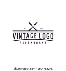 Spoon Fork Knife for Restaurant Bar Bistro Vintage Retro Logo design vector