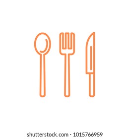 spoon fork knife restaurant icon. Kitchen appliances for cooking Illustration. Simple thin line style symbol.