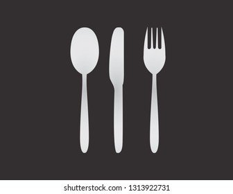 Spoon Fork Knife Set Icons crockery Items