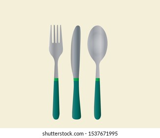 Spoon Fork Knife Set Icons crockery Items