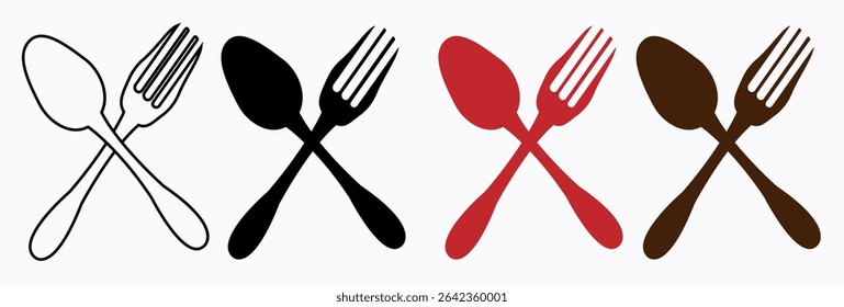 spoon fork and knife silhouette icon, Fork, spoon, knife and plate. Menu symbol. Tableware instruments. Restaurant icon. Food, plate, fork, knife, spoon, cutlery icon , vector illustration, eps 10 11