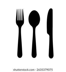 Spoon And Fork With Knife silhouette vector flat illustration design.