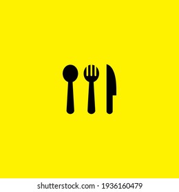 spoon, fork and knife simple icon 