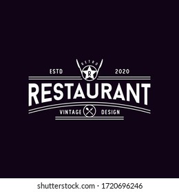 Spoon Fork Knife with star for Restaurant Bar Bistro Vintage Retro Logo design vector