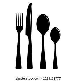 Spoon fork and knife vector glyph icon. Graph symbol for cooking web site design, logo, app, UI