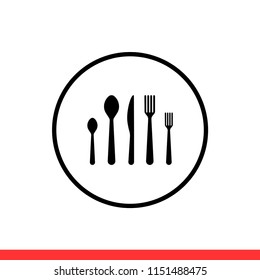 Spoon fork knife vector icon, restaurant symbol. Simple, flat design for web or mobile app