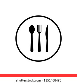 Spoon fork knife vector icon, restaurant symbol. Simple, flat design for web or mobile app