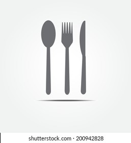 spoon , fork and knife vector icon