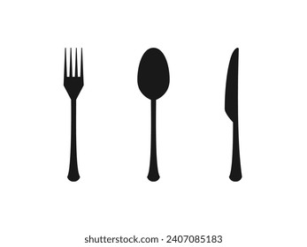 spoon, fork, knife vector icon illustration, cutlery icon