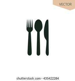 Spoon, fork and knife, vector icon