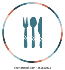 Spoon, fork and knife, vector icon