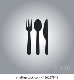 Spoon, fork and knife, vector icon