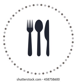 Spoon, fork and knife, vector icon