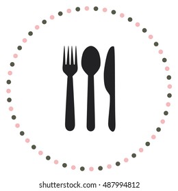 Spoon, fork and knife, vector icon