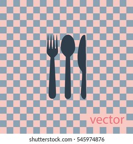 Spoon, fork and knife, vector icon