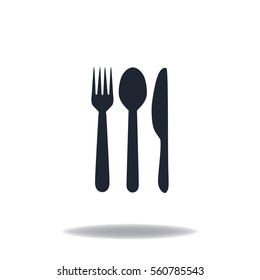 Spoon, fork and knife, vector icon