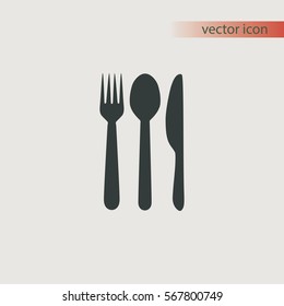 Spoon, fork and knife, vector icon