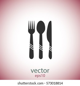 Spoon, fork and knife, vector icon
