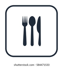 Spoon, fork and knife, vector icon