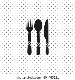 Spoon, fork and knife, vector icon